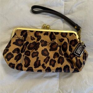 Coach Brown Leopard Print Wristlet
